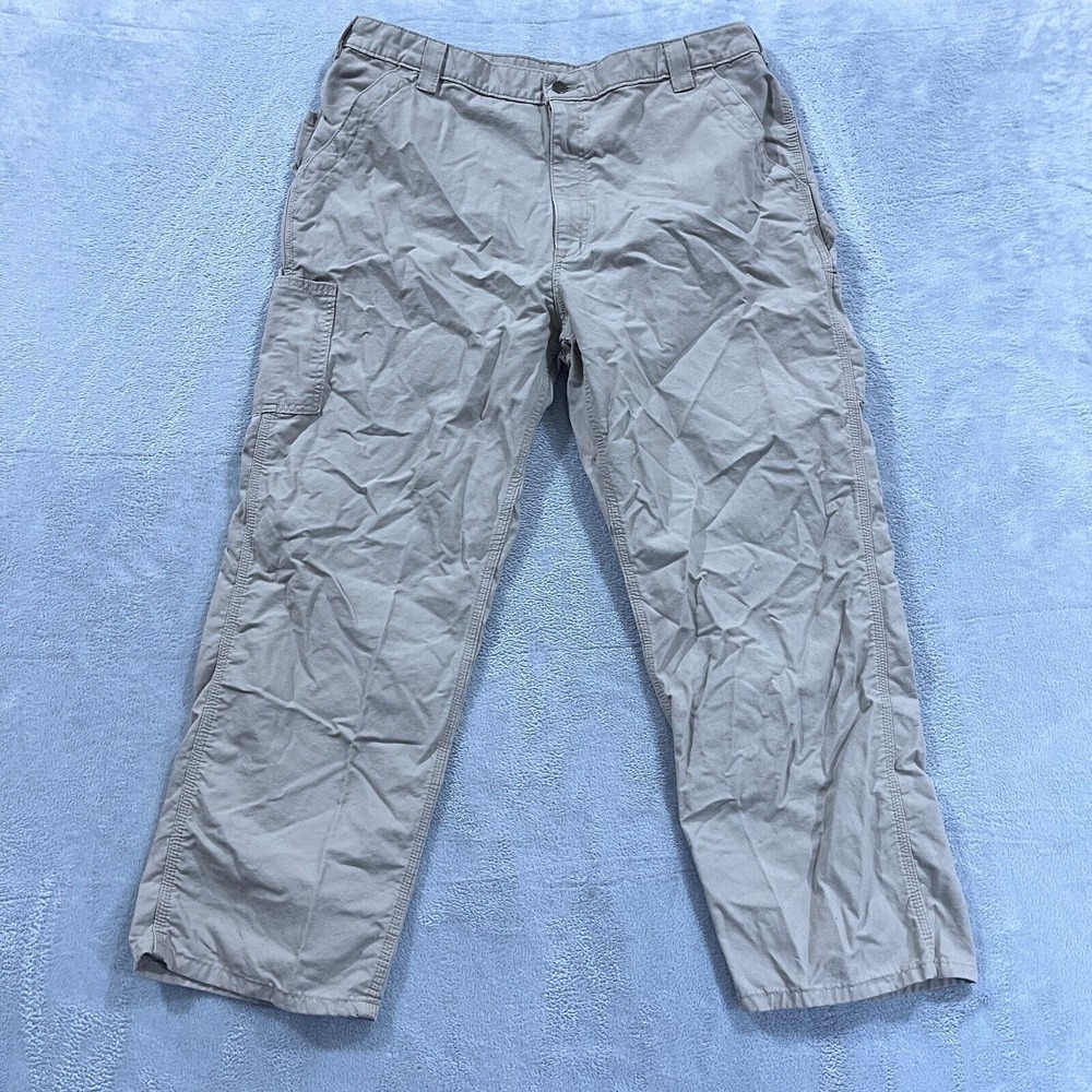 Carhartt Pants 37x29* Dungaree Fit Canvas Utility Work B151-TAN 100% Cotton